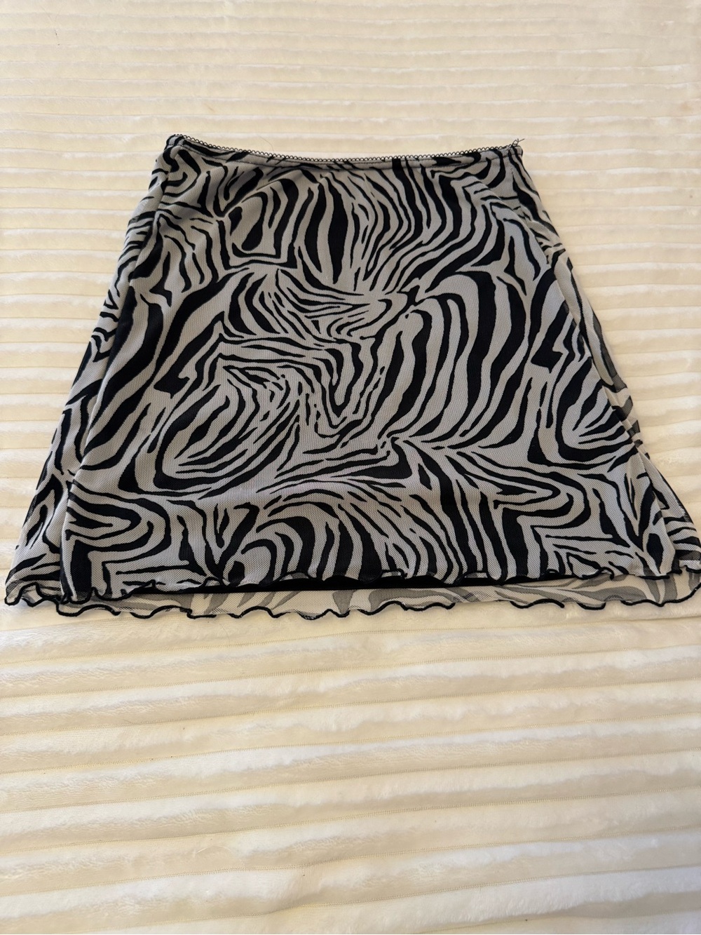Urban Outfitters Black & Gray Zebra Mesh Mini Skirt